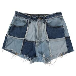 Wild Fable Patchwork Denim Cutoff Shorts Light Wash Button Fly Size 2
